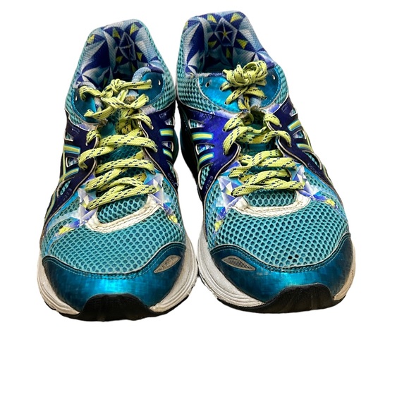 ASICS Women's Blue/Green Gel T48q Bluelime Running Shoe/Sneaker-Size 6.5 - Picture 3 of 13
